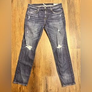 Rag & Bone 30 Dre Low-Rise Slim Boyfriend Distressed Blue Skinny Jeans W2643K510